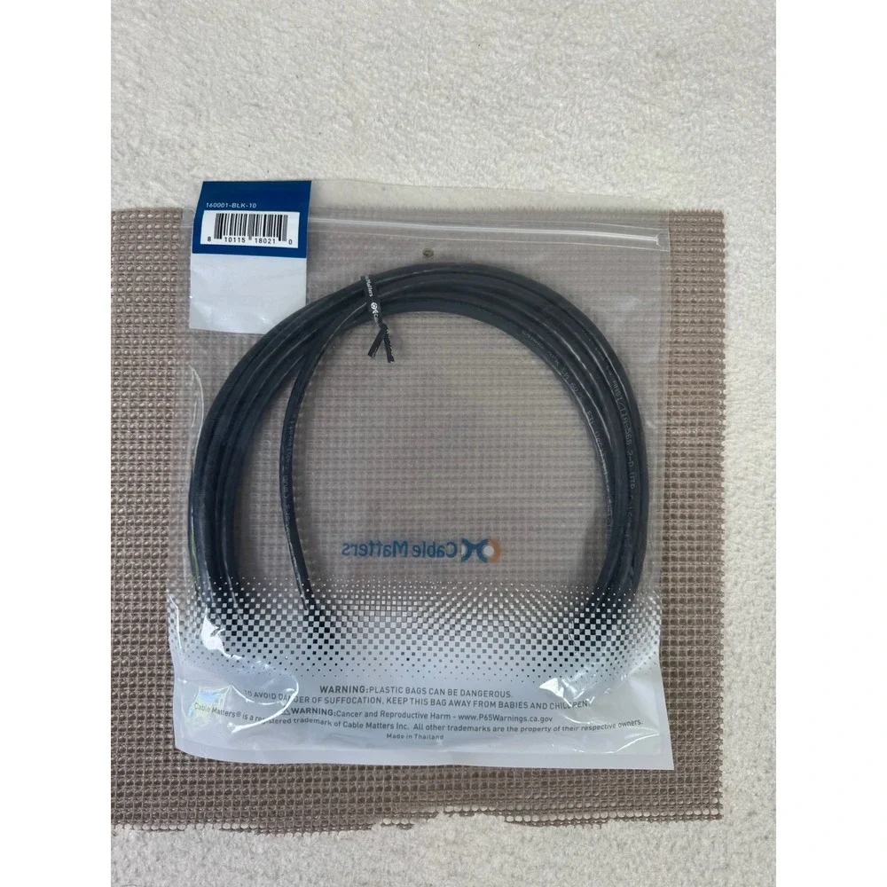 Cable Matters Cat 6 Ethernet Patch Cable 10ft Black New 160001-BLK-10 24 AWG UTP